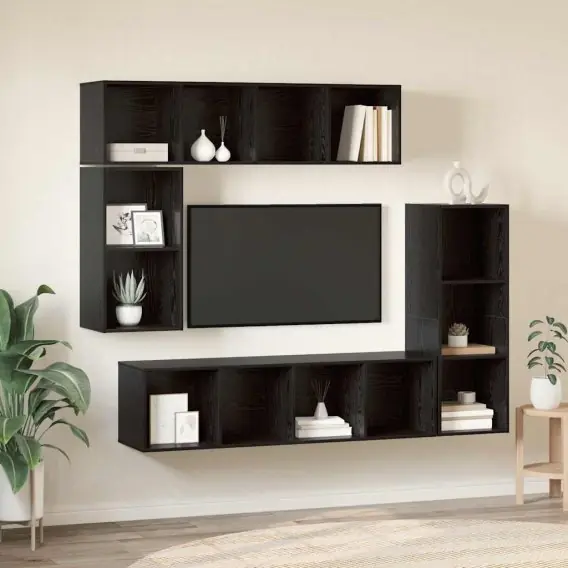 Zestaw szafek RTV 4 pcs Czarny dąb 37 x 37 x 142.5 cm Lumarko! - Hurtownia wielobranżowa Lumarko Hit sprzedaży