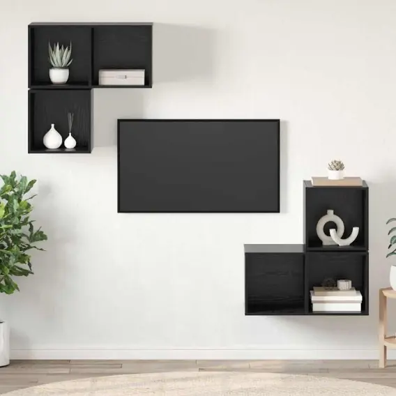 Ostatnia szansa Zestaw szafek RTV 4 pcs Czarny dąb 37 x 37 x 72 cm Lumarko! - Hurtownia wielobranżowa Lumarko
