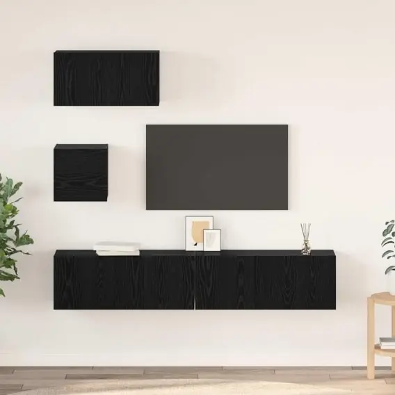 Popularny Zestaw szafek RTV 4 pcs Czarny dąb 80 x 30 x 30 cm Lumarko! - Hurtownia wielobranżowa Lumarko