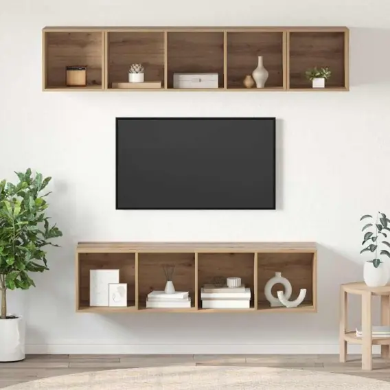 Zestaw szafek RTV 4 pcs dąb artisan 37 x 37 x 142.5 cm Lumarko! - Hurtownia wielobranżowa Lumarko Oferta limitowana