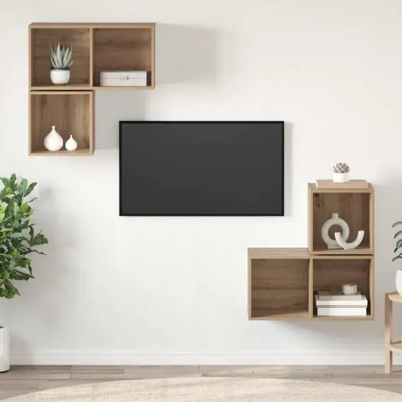 Zamów teraz Zestaw szafek RTV 4 pcs dąb artisan 37 x 37 x 72 cm Lumarko! - Hurtownia wielobranżowa Lumarko