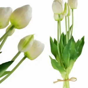 Kwiat sztuczny bukiet 5 Tulipanów białych 40cm VIRIDIS Wybór klientów