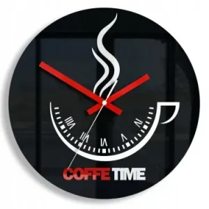 Zegar kuchenny ścienny COFFEE TIME II BLACK czarny Szybka dostawa