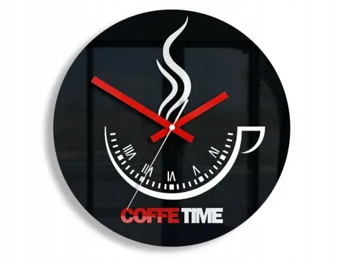 Zegar kuchenny ścienny COFFEE TIME II BLACK czarny Szybka dostawa
