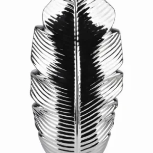 Wazon ceramiczny 7,5x17xh35 cm LEAF, srebrny Wyprzedaż