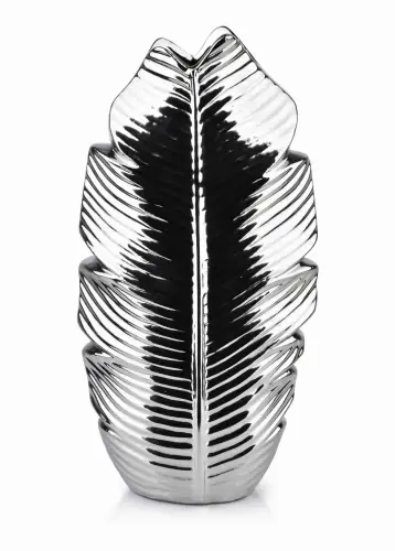Wazon ceramiczny 7,5x17xh35 cm LEAF, srebrny Wyprzedaż