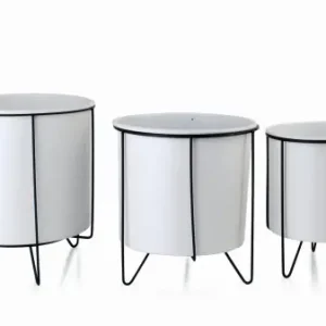 Komplet 3 osłonek na stojaku 21,5x23/18x20/16x19,5cm SWEN, biało-czarny Hit cenowy