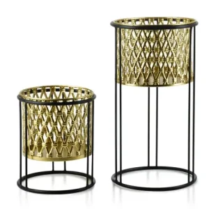 Komplet 2 doniczek 20-18 cm SWEN, złote Ostatnia szansa