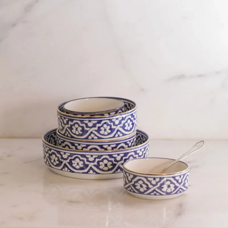 Salaterka prosta 18cm , wys.7 cm Fassia Blue Majorelle Gold Super okazja