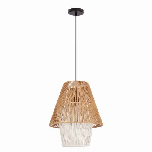 AFRICA Lampa Wisząca 40 Czarny 1x40W E27 Abażur Beżowy+biały Dostępne od ręki