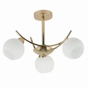 Premium AMOS Lampa Wiszaca Złoty 3x40W E27 Klosz Biały
