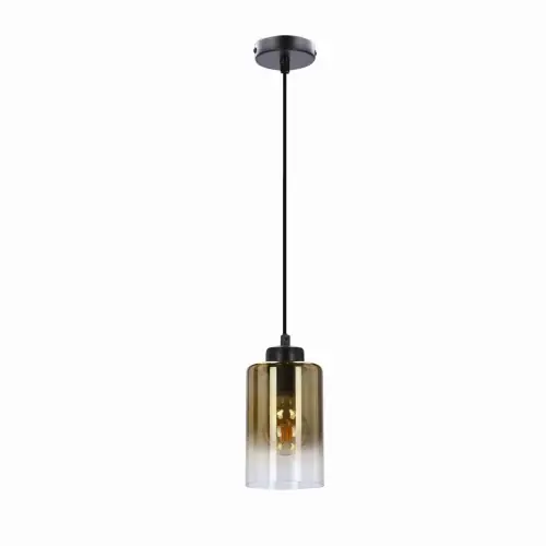 ASPRA Lampa Wisząca Czarny 1x60W E27 Klosz Bursztynowy Super okazja