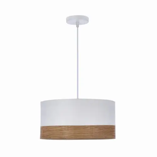 Zamów teraz BIANCO Lampa Wisząca Biały 1x40W E27 Abażur Biały+orzechowy