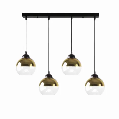 Niska cena CONTESSA Lampa Wisząca Czarny 4x40 E27 Klosz Złoty