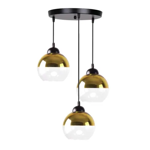 Dostępne od ręki CONTESSA Lampa Wisząca Talerz Czarny 3x40 E27 Klosz Złoty