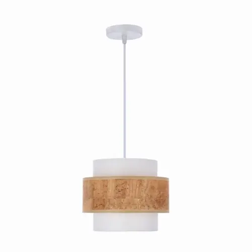 CORK Lampa Wisząca Biały 1x40W E27 Abażur Biały+beżowy Zamów dziś