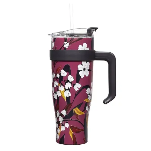 Nowy Fernity Kubek termiczny z uchwytem Fleur 1,2l różowy
