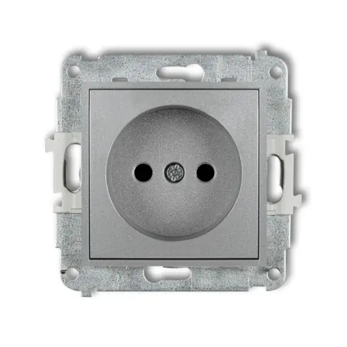 Oferta limitowana Mechanizm gniazda pojedynczego bez uziemienia 2P (przesłony torów prądowych) Karlik ICON srebrny metalik 7IGP-1p