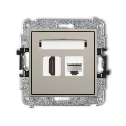 Mechanizm gniazda pojedynczego HDMI 2.0, 4K + gniazda komp. poj. 1xRJ45, kat. 6A, 8-stykowy Karlik MINI taupe 60MGHK-46A Zamów dziś