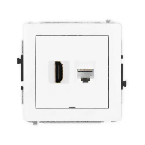Obniżka ceny Mechanizm gniazda pojedynczego HDMI 2.0, 4K + gniazda komp. poj. 1xRJ45, kat. 6A, 8-stykowy, bez pola opisowego Karlik DECO biały mat 25DGHKBO-46A