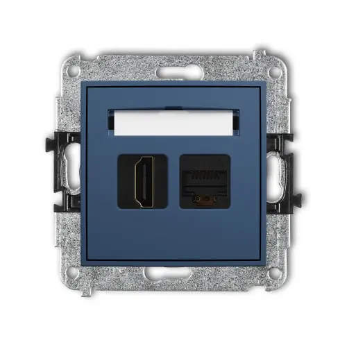 Tylko do końca tygodnia Mechanizm gniazda pojedynczego HDMI 2.0, 4K + gniazda komp. poj. 1xRJ45, kat. 6A, 8-stykowy Karlik ICON navy blue 64IGHK-46A