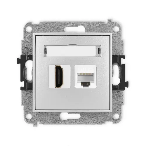 Mechanizm gniazda pojedynczego HDMI 2.0, 4K + gniazda komp. poj. 1xRJ45, kat. 6A, 8-stykowy Karlik MINI srebrny metalik 7MGHK-46A Wyjątkowa oferta