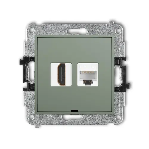 Mechanizm gniazda pojedynczego HDMI 2.0, 4K + gniazda komp. poj. 1xRJ45, kat. 6A, 8-stykowy, bez pola opisowego Karlik MINI szałwiowy 61MGHKBO-46A Nowość