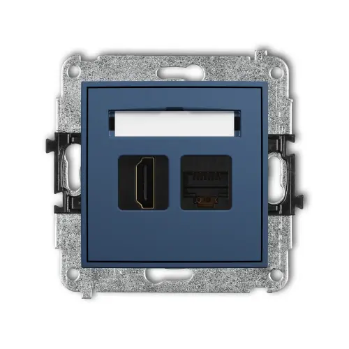 Dostępne od ręki Mechanizm gniazda pojedynczego HDMI 2.1, 8K + gniazda komp. poj. 1xRJ45, kat. 6A, 8-stykowy Karlik ICON navy blue 64IGHK-86A