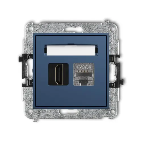 Mechanizm gniazda pojedynczego HDMI 2.1, 8K + gniazda komp. poj. 1xRJ45, kat. 8, ekranowany, 8-stykowy Karlik ICON navy blue 64IGHK-88 Tylko do końca tygodnia