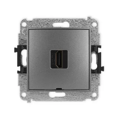 Premium Mechanizm gniazda pojedynczego HDMI 2.1, 8K, bez pola opisowego Karlik ICON grafitowy 11IHDMIBO-5