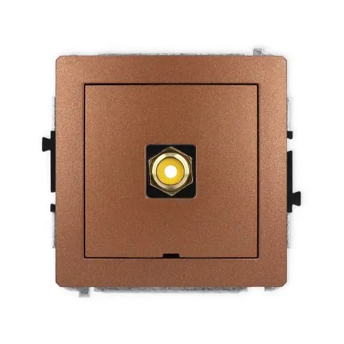 Mechanizm gniazda pojedynczego RCA, bez pola opisowego (typu cinch - żółty, pozłacany) Karlik DECO brązowy metalik 9DGRCABO-1 Oferta
