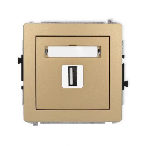 Niska cena Mechanizm gniazda pojedynczego USB A-A 2.0 Karlik DECO złoty metalik 8DGUSB-1