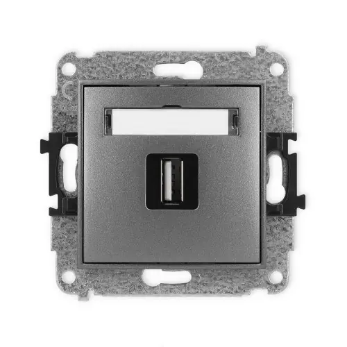 Mechanizm gniazda pojedynczego USB A-A 2.0 Karlik ICON grafitowy 11IGUSB-1 Oferta limitowana