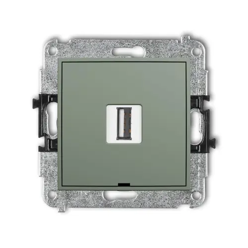 Mechanizm gniazda pojedynczego USB A-A 2.0, bez pola opisowego Karlik MINI szałwiowy 61MGUSBBO-1 Super okazja
