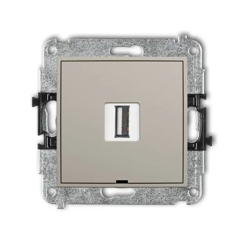 Mechanizm gniazda pojedynczego USB A-A 2.0, bez pola opisowego Karlik MINI taupe 60MGUSBBO-1 Tani