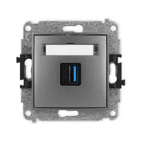 Nowy Mechanizm gniazda pojedynczego USB A-A 3.0 Karlik ICON grafitowy 11IGUSB-5