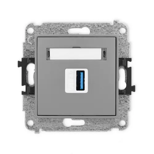 Mechanizm gniazda pojedynczego USB A-A 3.0 Karlik ICON szary mat 27IGUSB-5 Dostępne od ręki