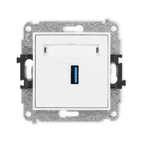 Bezpieczne zakupy Mechanizm gniazda pojedynczego USB A-A 3.0 Karlik MINI biały mat 25MGUSB-5