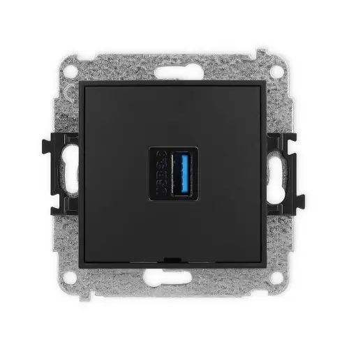 Tylko do końca tygodnia Mechanizm gniazda pojedynczego USB A-A 3.0, bez pola opisowego Karlik ICON czarny mat 12IGUSBBO-5