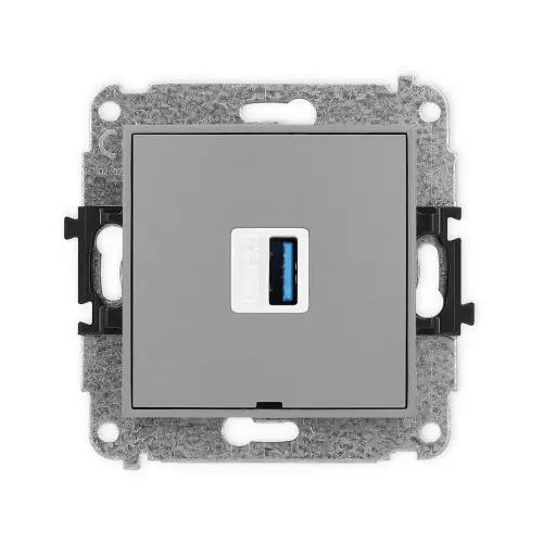 Kup teraz Mechanizm gniazda pojedynczego USB A-A 3.0, bez pola opisowego Karlik MINI szary mat 27MGUSBBO-5