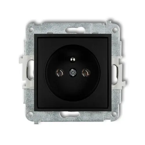 Mechanizm gniazda pojedynczego z uziemieniem 2P+Z (bez przesłon torów prądowych) Karlik ICON czarny mat 12IGP-1z Tylko dziś