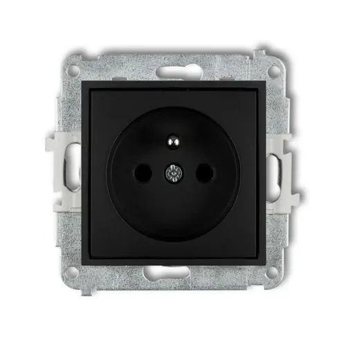Okazja Mechanizm gniazda pojedynczego z uziemieniem 2P+Z (przesłony torów prądowych) Karlik ICON czarny mat 12IGP-1zp
