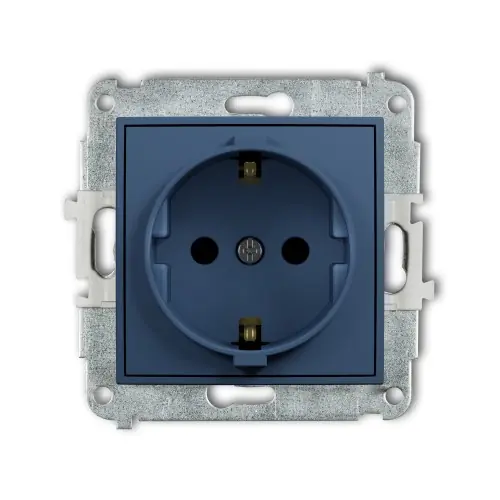 Mechanizm gniazda pojedynczego z uziemieniem SCHUKO 2P+Z (przesłony torów prądowych) Karlik ICON navy blue 64IGP-1sp Promocja