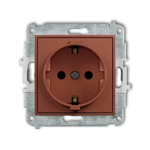Mechanizm gniazda pojedynczego z uziemieniem SCHUKO 2P+Z (przesłony torów prądowych) Karlik MINI terakota 63MGP-1sp Do wyczerpania zapasów