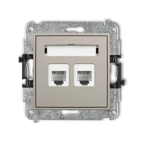 Popularny Mechanizm gniazda telefonicznego podwójnego 2xRJ11, 4-stykowy, beznarzędziowe Karlik MINI taupe 60MGT-2