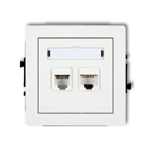 Bezpieczna płatność Mechanizm gniazda telefonicznego pojedynczego 1xRJ11 + komputerowego pojedynczego 1xRJ45, kat. 5e, 8-stykowy, beznarzędziowe Karlik DECO biały mat 25DGTK