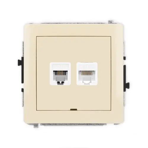 Ekspresowa dostawa Mechanizm gniazda telefonicznego pojedynczego 1xRJ11 + komputerowego pojedynczego 1xRJ45, kat. 5e, 8-stykowy, beznarzędziowe, bez pola opisowego Karlik DECO beżowy 1DGTKBO