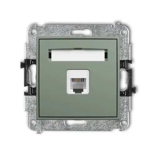 Oferta Mechanizm gniazda telefonicznego pojedynczego 1xRJ11, 4-stykowy, beznarzędziowe Karlik ICON szałwiowy 61IGT-1