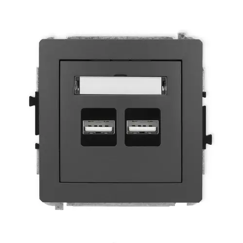 Mechanizm ładowarki USB podwójnej 2xUSB A, 15,5W max., 5V, 3.1A Karlik DECO grafitowy mat 28DCUSB-6 Bezpieczne zakupy