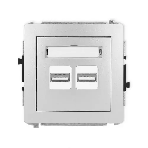 Mechanizm ładowarki USB podwójnej 2xUSB A, 15,5W max., 5V, 3.1A Karlik DECO srebrny metalik 7DCUSB-6 Premium